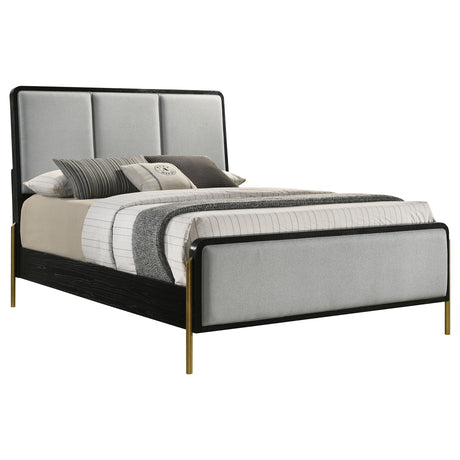 Arini Black / Grey Queen Upholstered Panel Bed - Ornate Home