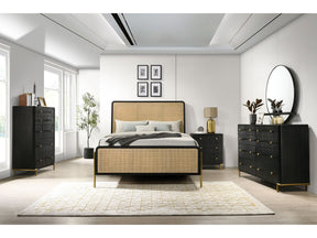 Arini Black / Natural 5-piece Eastern King Rattan Bedroom Set - Ornate Home