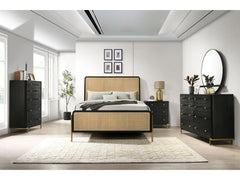 Arini Black / Natural 5-piece Queen Rattan Bedroom Set - Ornate Home