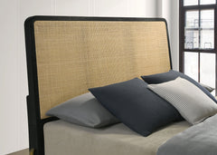 Arini Black / Natural Eastern King Rattan Panel Bed - Ornate Home