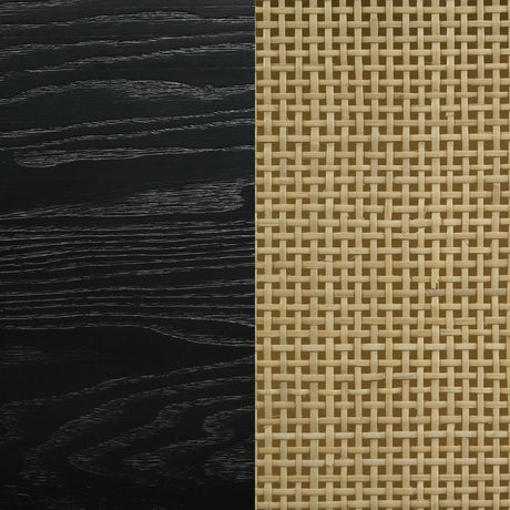 Arini Black / Natural Eastern King Rattan Panel Bed - Ornate Home