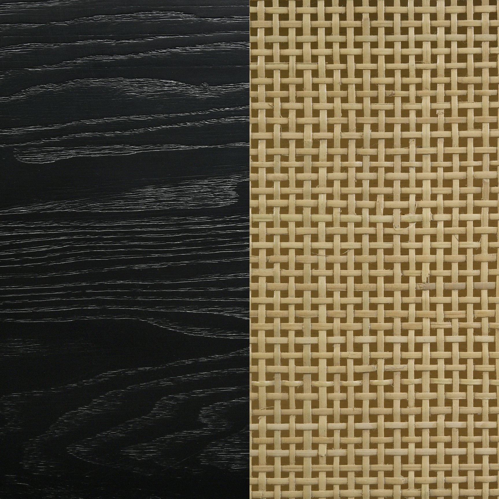 Arini Black / Natural Queen Rattan Panel Bed - Ornate Home