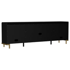 Arini Black Rattan Cane 2-door TV Stand Media Console - Ornate Home