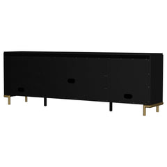 Arini Black Rattan Cane 2-door TV Stand Media Console - Ornate Home