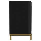 Arini Black Rattan Cane 2-door TV Stand Media Console - Ornate Home