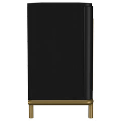 Arini Black Rattan Cane 2-door TV Stand Media Console - Ornate Home