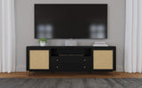 Arini Black Rattan Cane 2-door TV Stand Media Console - Ornate Home