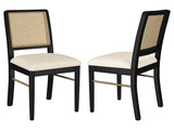 Arini Black Rattan Cane Dining Side Chair (Set of 2) - Ornate Home