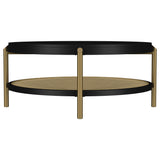 Arini Black Round Coffee Table With Storage Shelf - Ornate Home
