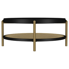 Arini Black Round Coffee Table With Storage Shelf - Ornate Home