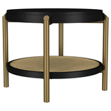 Arini Black Round End Side Table With Storage Shelf - Ornate Home