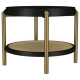Arini Black Round End Side Table With Storage Shelf - Ornate Home