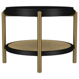 Arini Black Round End Side Table With Storage Shelf - Ornate Home