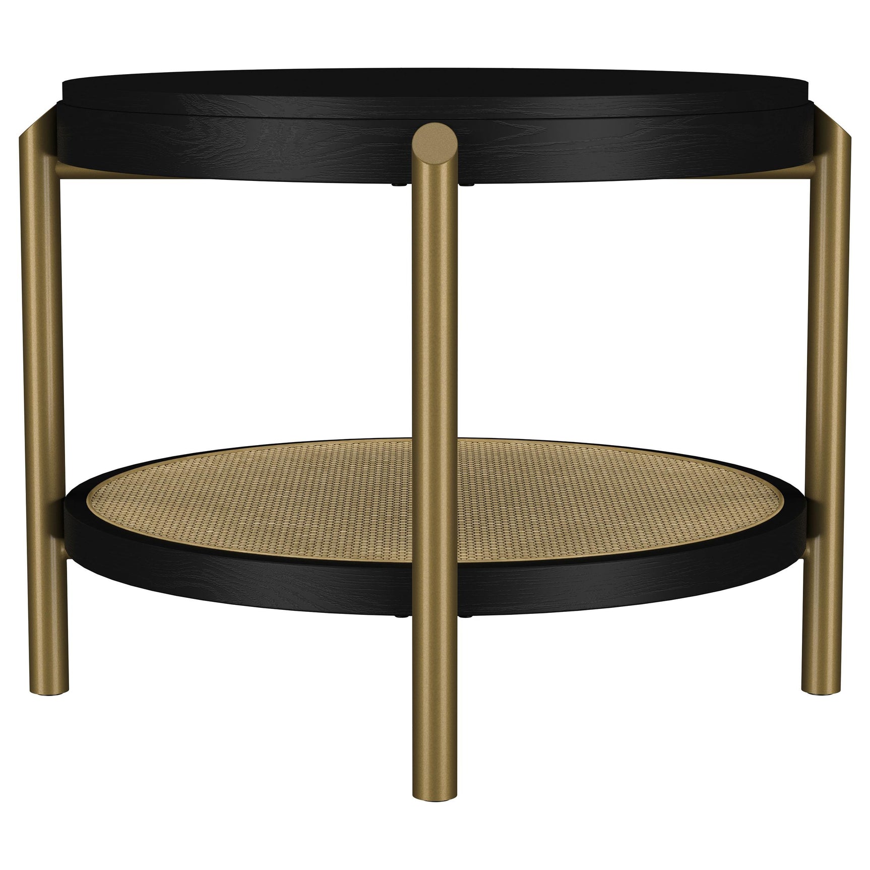 Arini Black Round End Side Table With Storage Shelf - Ornate Home