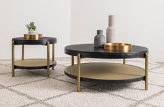 Arini Black Round End Side Table With Storage Shelf - Ornate Home