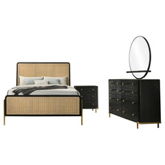 Arini Black and Natural 4-piece California King Bedroom Set - Ornate Home