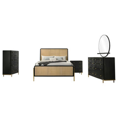 Arini Black and Natural 5-piece California King Bedroom Set - Ornate Home