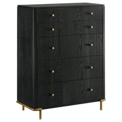 Arini Black and Natural 5-piece California King Bedroom Set - Ornate Home