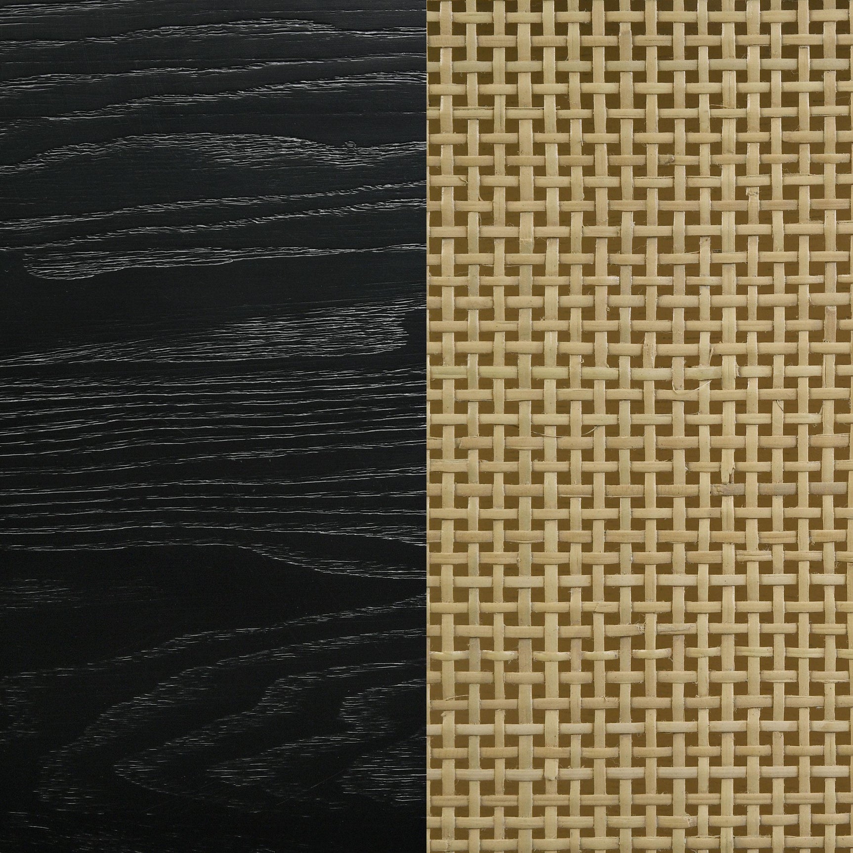 Arini Black and Natural Rattan California King Panel Bed - Ornate Home