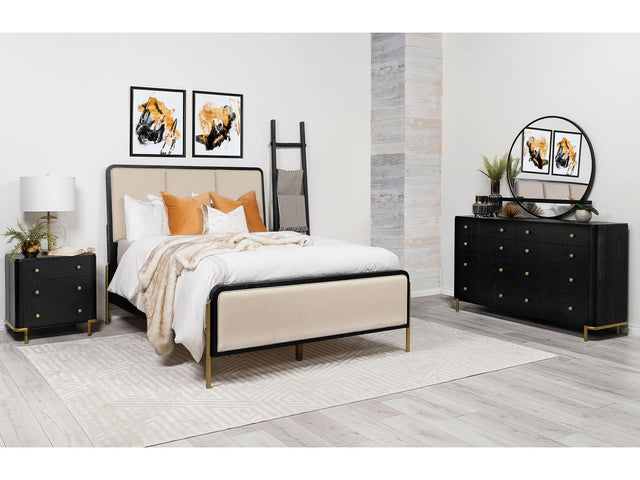Arini Cream and Black 4-piece California King Bedroom Set - Ornate Home