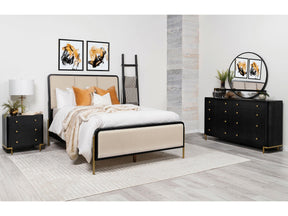 Arini Cream and Black 4-piece Queen Bedroom Set - Ornate Home