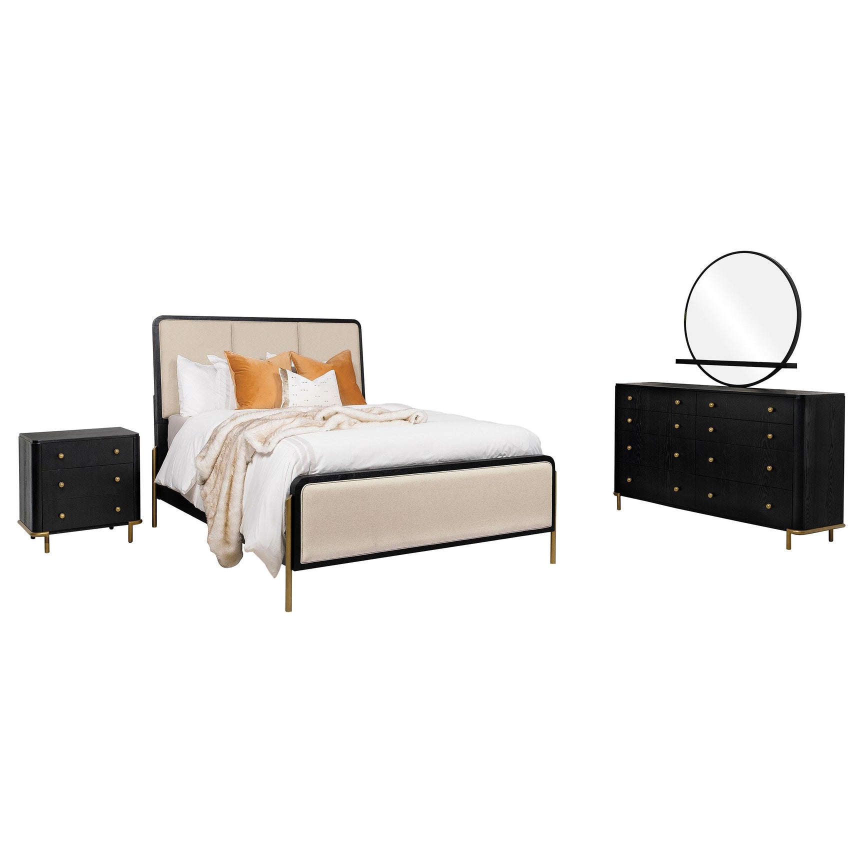 Arini Cream and Black 4-piece Queen Bedroom Set - Ornate Home