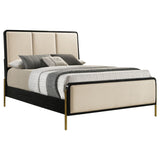 Arini Cream and Black 56-inch Queen Panel Bed - Ornate Home