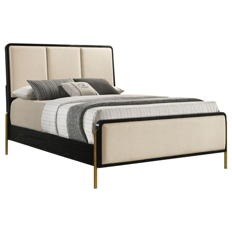 Arini Cream and Black 56-inch Queen Panel Bed - Ornate Home