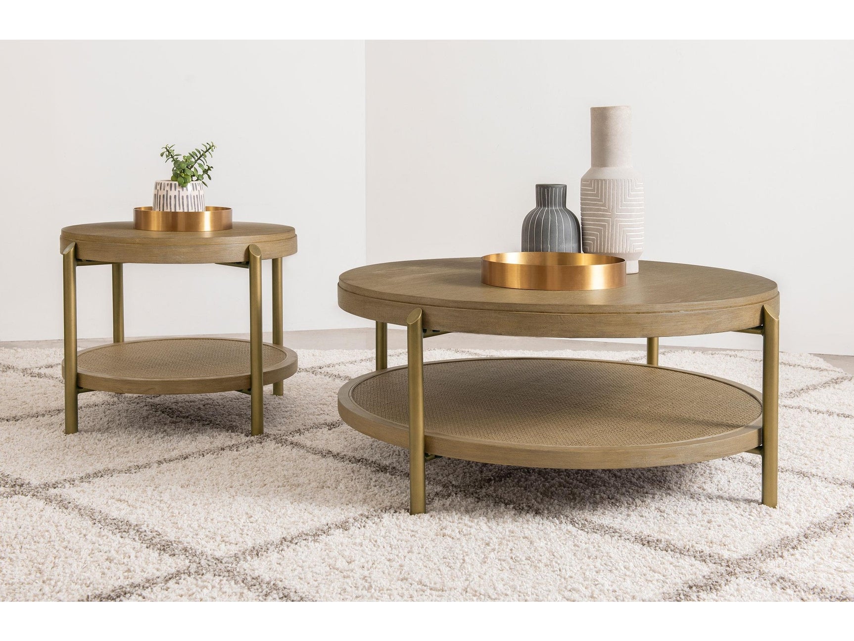 Arini Sand Wash 2-piece Round Coffee and End Table Set - Ornate Home