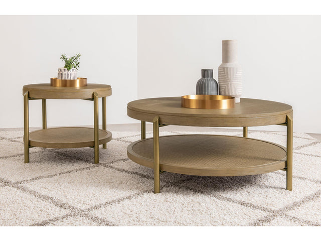 Arini Sand Wash 2-piece Round Coffee and End Table Set - Ornate Home