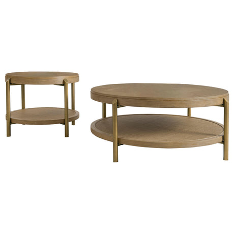 Arini Sand Wash 2-piece Round Coffee and End Table Set - Ornate Home