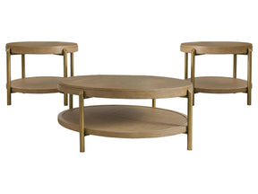 Arini Sand Wash 3-piece Round Coffee and End Table Set - Ornate Home