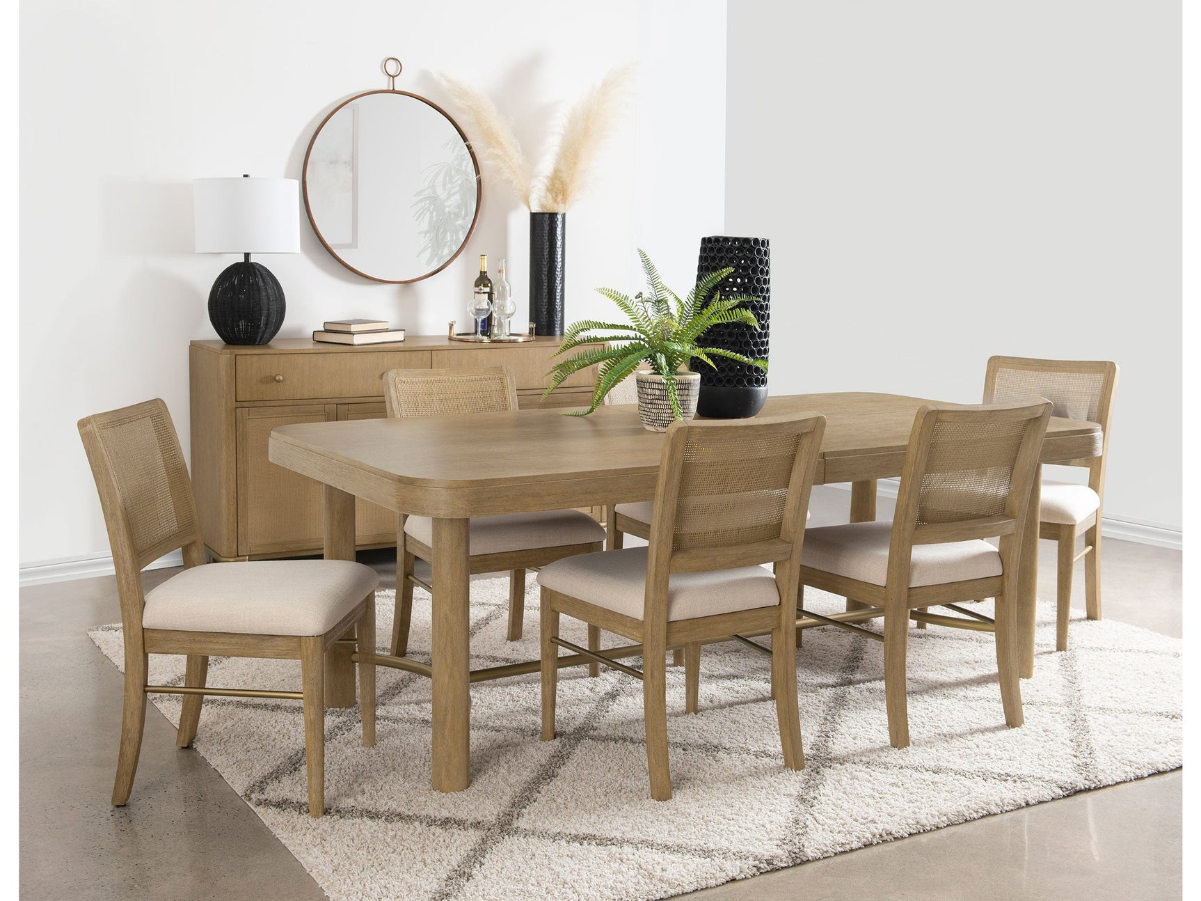 Arini Sand Wash 7-piece Extension Leaf Dining Table Set - Ornate Home