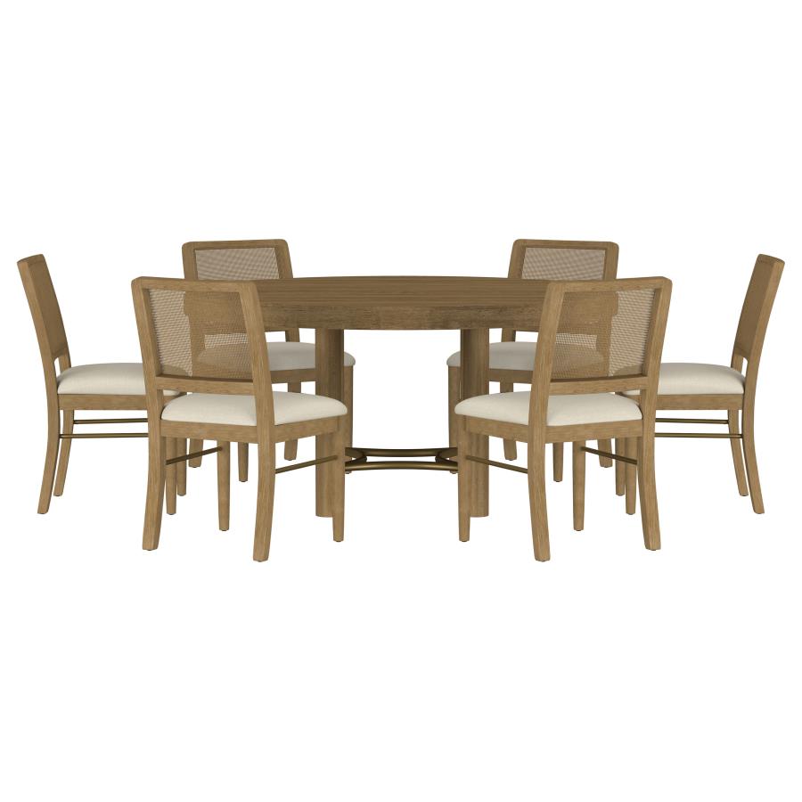 Arini Sand Wash 7-piece Round Dining Room Table Set - Ornate Home
