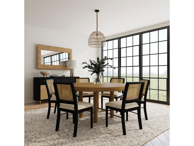 Arini Sand Wash/Black 7-piece Round Dining Table Set - Ornate Home