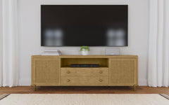 Arini Sand Wash Rattan Cane 2-door TV Stand Media Console - Ornate Home
