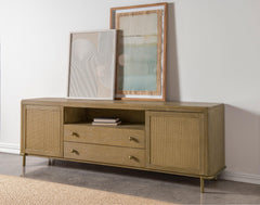 Arini Sand Wash Rattan Cane 2-door TV Stand Media Console - Ornate Home