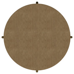 Arini Sand Wash Round Coffee Table With Storage Shelf - Ornate Home