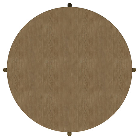 Arini Sand Wash Round Coffee Table With Storage Shelf - Ornate Home