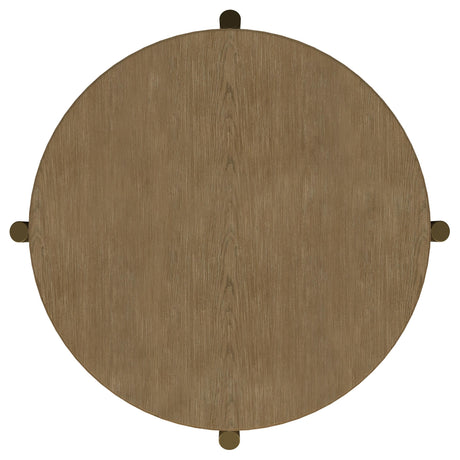 Arini Sand Wash Round End Side Table With Storage Shelf - Ornate Home