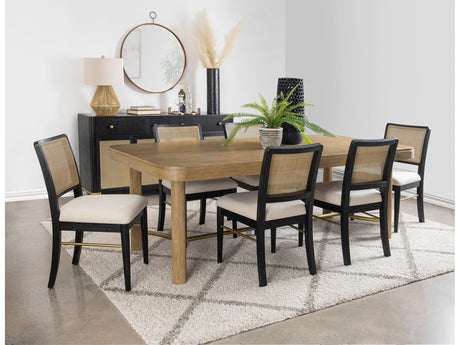Arini Sand Wash and Black 7-piece Extension Leaf Dining Table Set - Ornate Home