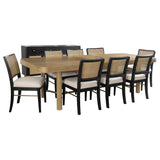 Arini Sand Wash and Black 9-piece Extension Leaf Dining Table Set - Ornate Home