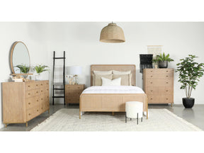 Arini Sand Wash and Natural Rattan California King Panel Bed - Ornate Home