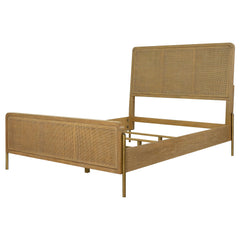 Arini Sand Wash and Natural Rattan California King Panel Bed - Ornate Home