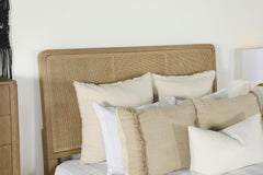 Arini Sand Wash and Natural Rattan California King Panel Bed - Ornate Home