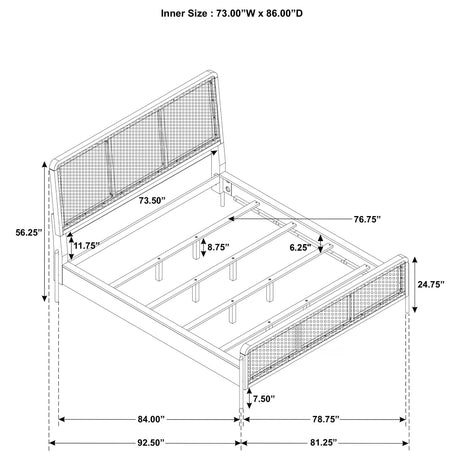 Arini Sand Wash and Natural Rattan California King Panel Bed - Ornate Home