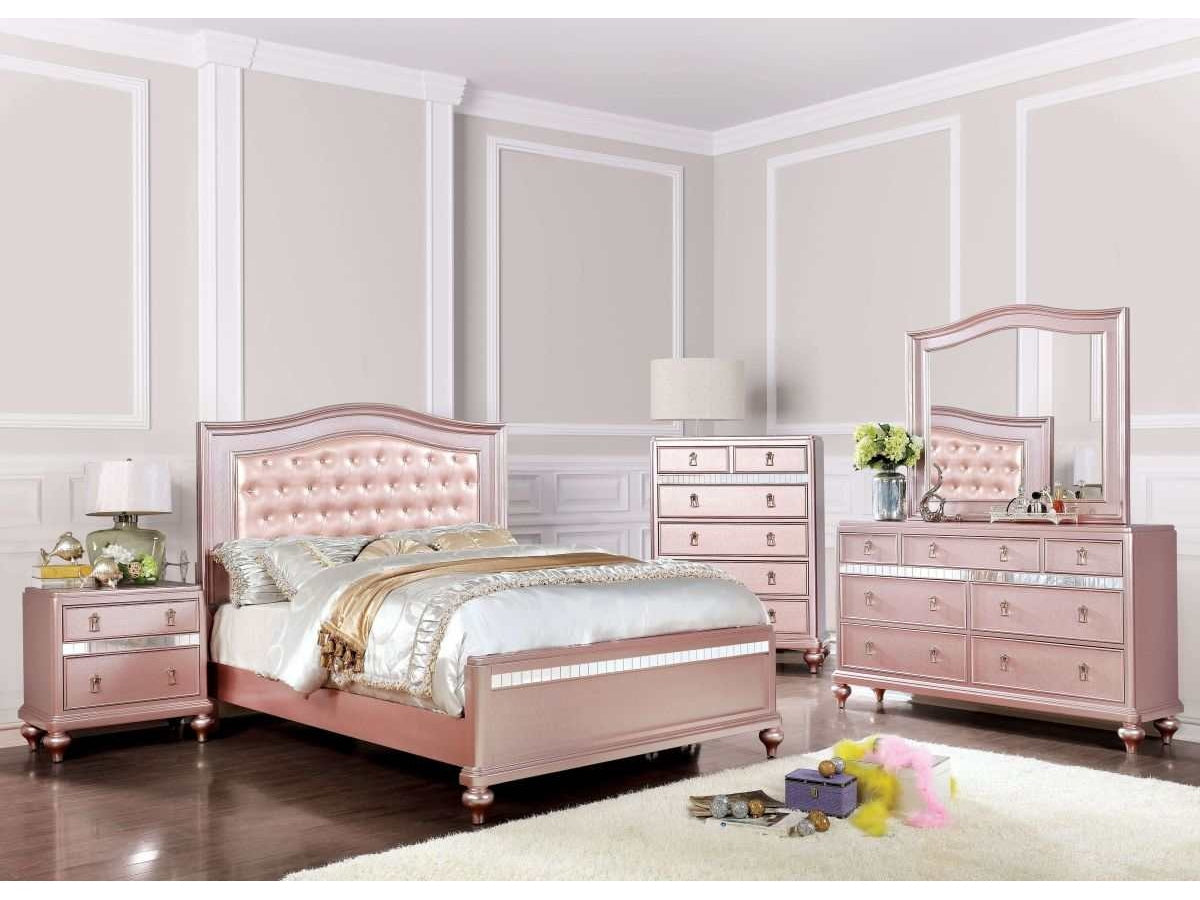 Ariston Rose Gold 4pc Full Bedroom Set - Ornate Home