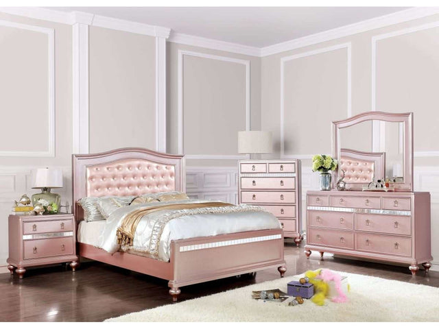 Ariston Rose Gold 4pc Full Bedroom Set - Ornate Home