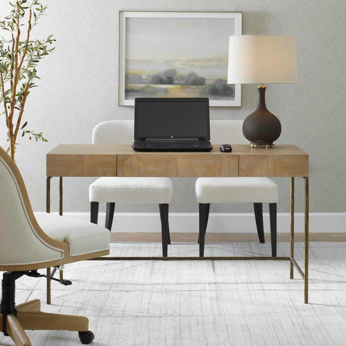 Aristotle Woodtone Natural Wood Modern Desk - Ornate Home