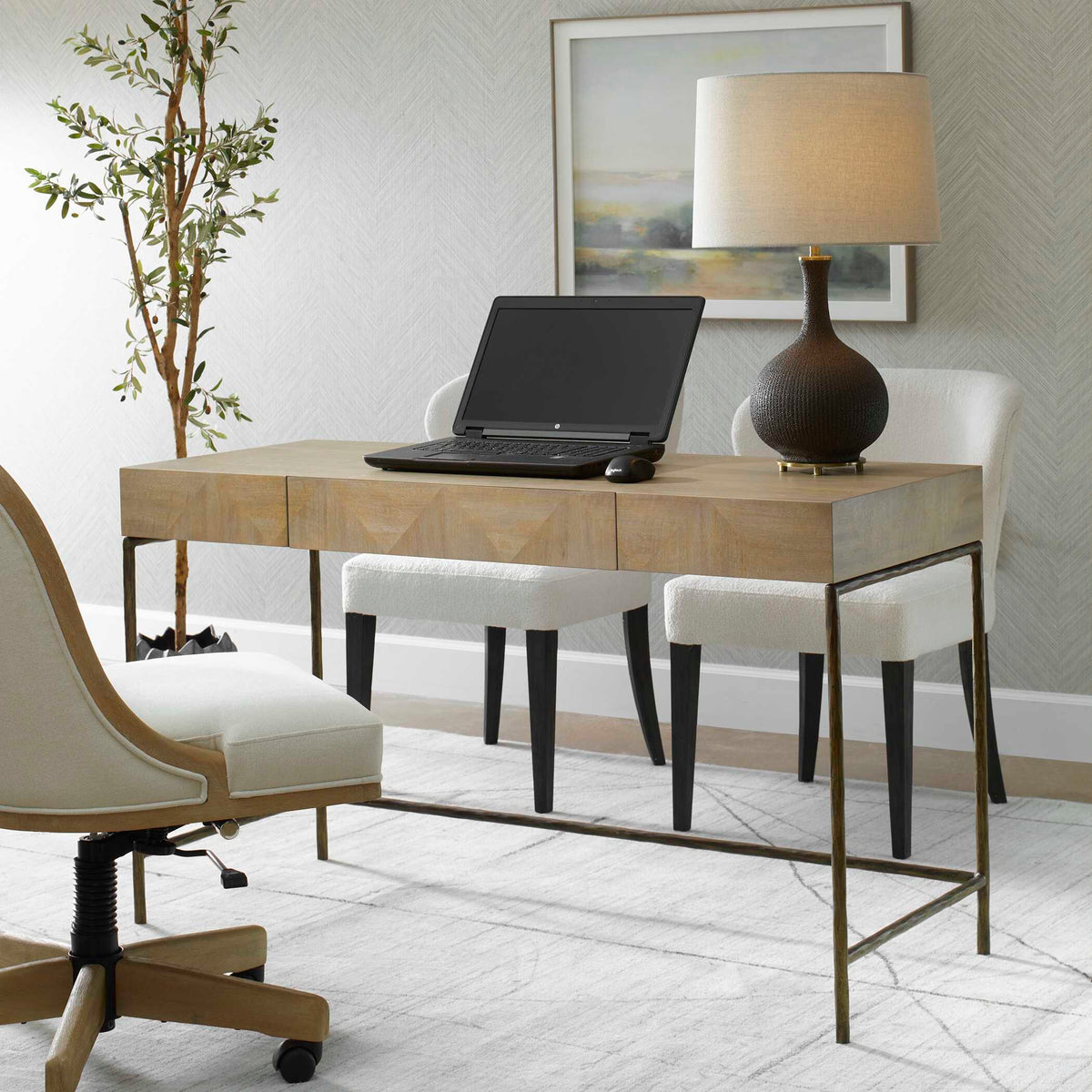 Aristotle Woodtone Natural Wood Modern Desk - Ornate Home